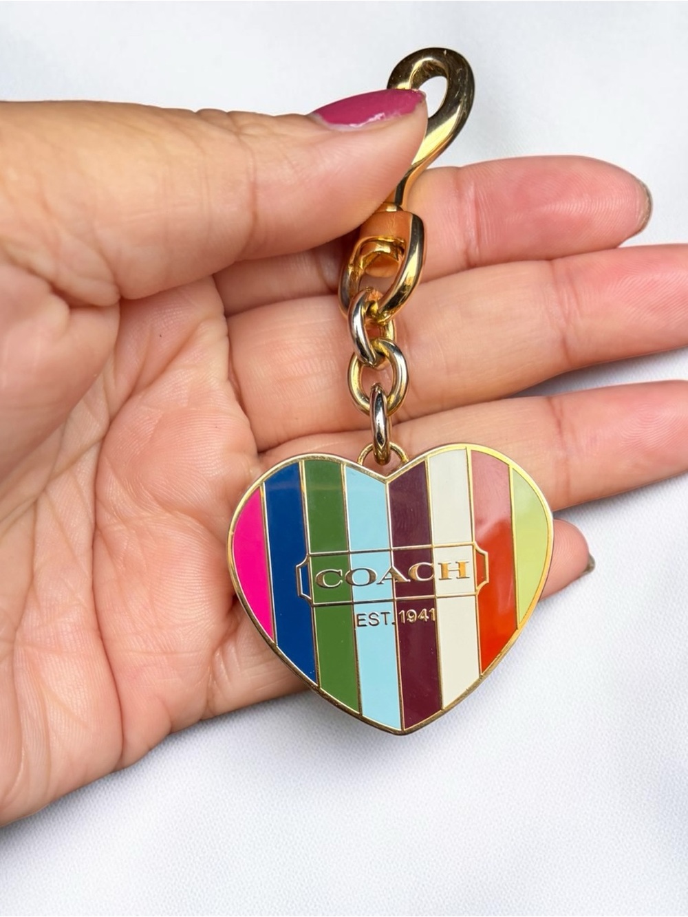 COACH Heart Stripe Keychain Charm Lip Gloss Duo